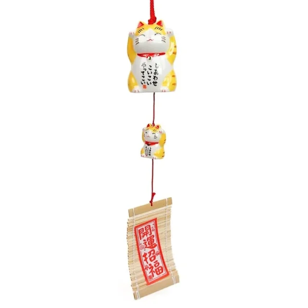 Campana de viento Maneki Neko japonesa