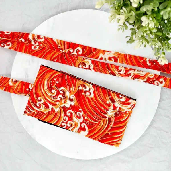 cinturón obi rojo con estampado araumi