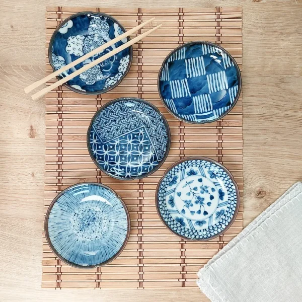 juego de 5 platos planos japoneses