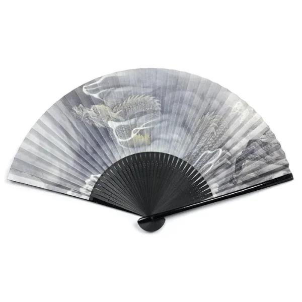 abanico japonés con diseño de dragón