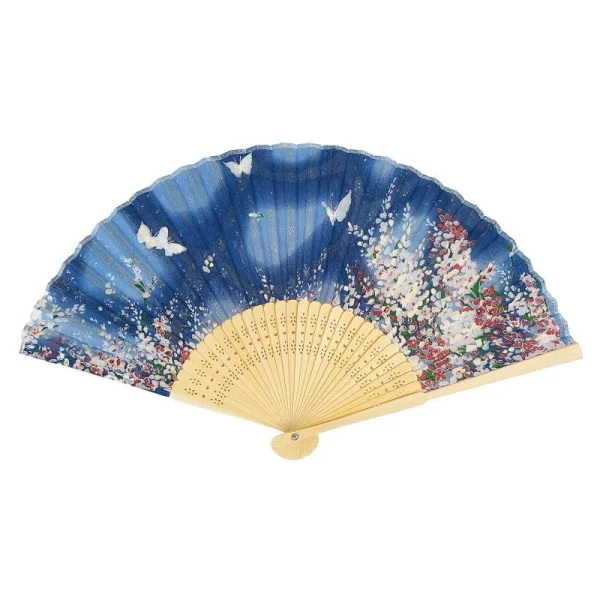 abanico japonés con diseño de mariposa