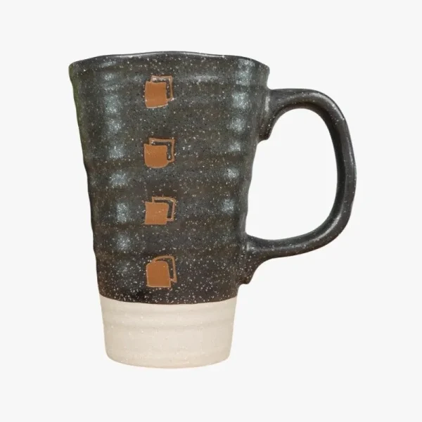 taza grande de cerámica negra japonesa