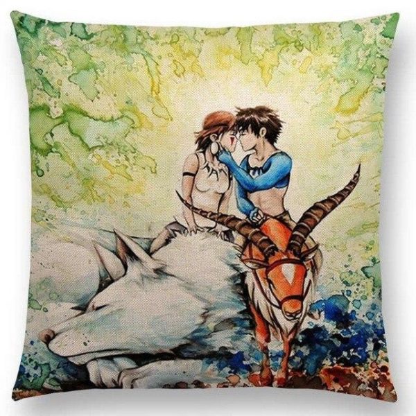 cojín ilustrado de la Princesa Mononoke