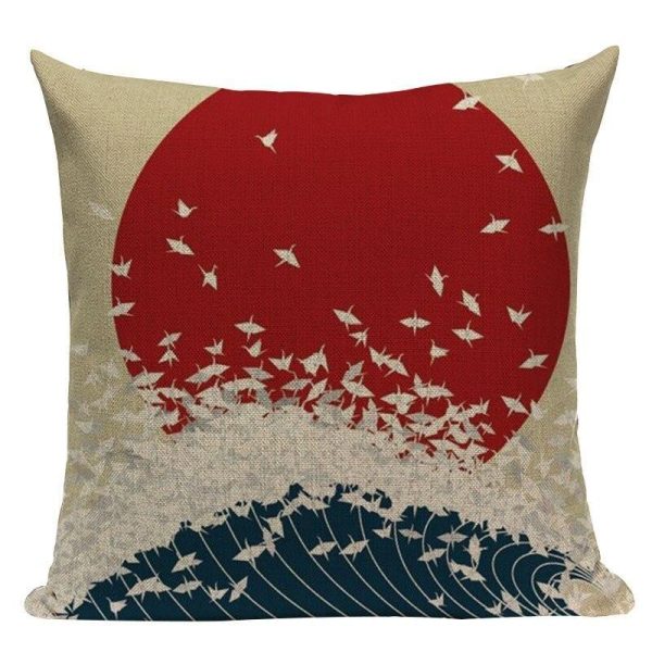 fundas de cojín con estampado japonés Oritsuru