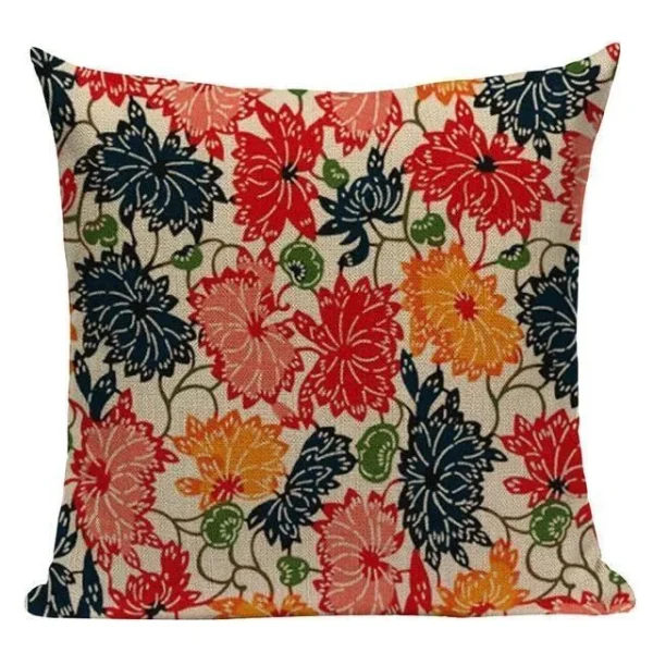 cojín de peonía japonés decorativo