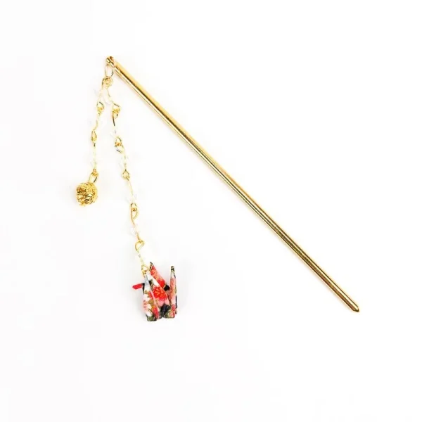 flor kanzashi rojo origami japonés