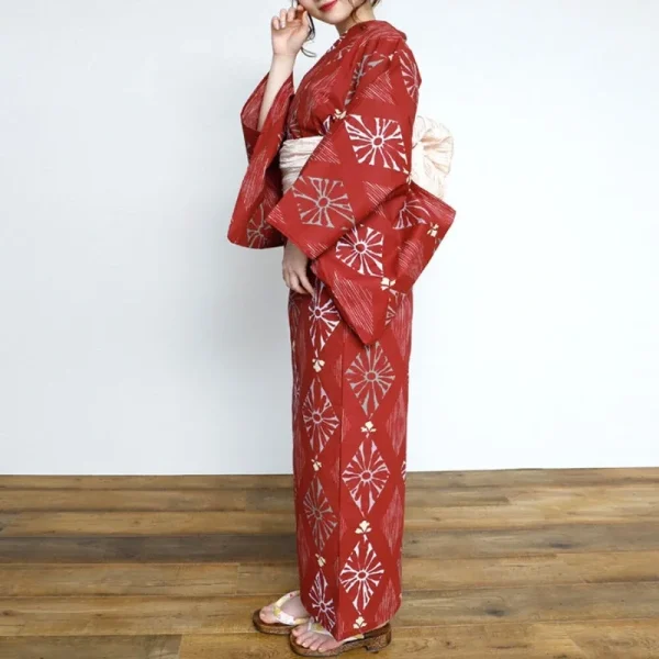 kimono japonés rojo para mujer