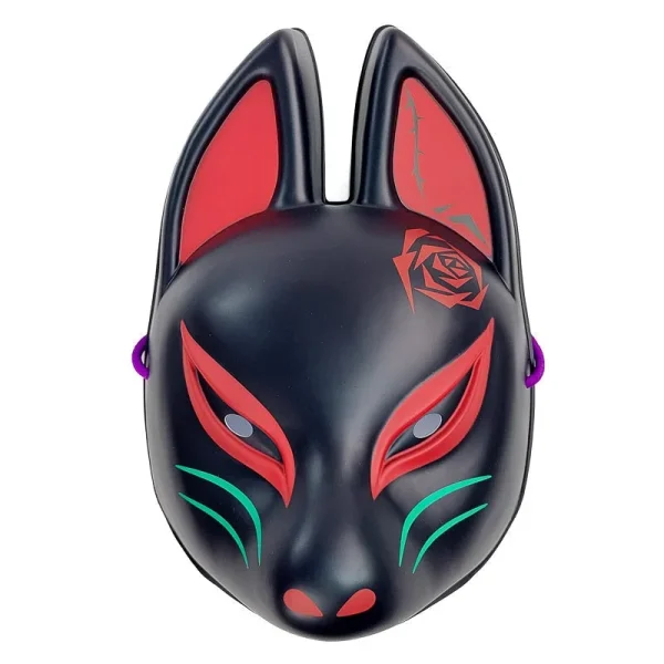 máscara kitsune negra japonesa