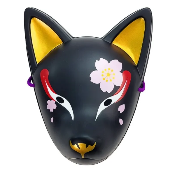 máscara tradicional japonesa de zorro negro