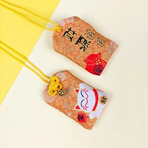 amuletos de la suerte maneki neko naranja kawaii