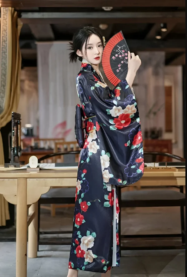 kimono de seda tradicional japonés para mujer