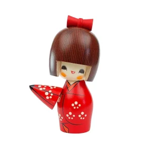 muñeca japonesa Kokeshi con paraguas