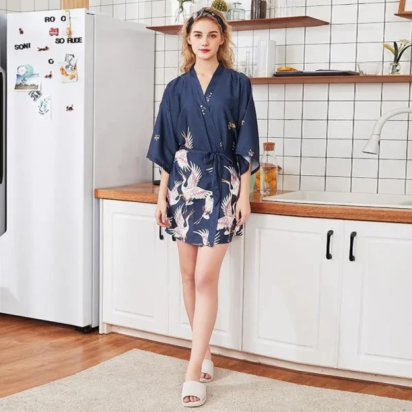 pijama tipo kimono azul para mujer