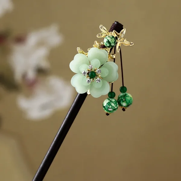 decoración kanzashi camelia japonesa