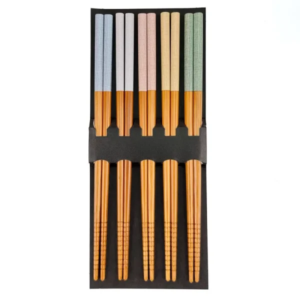 juego de 5 pares de palillos de bambú