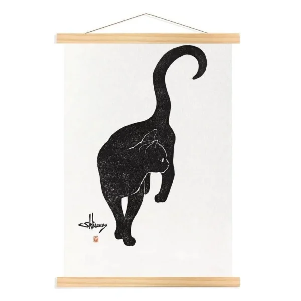 pintura de gato negro japonés
