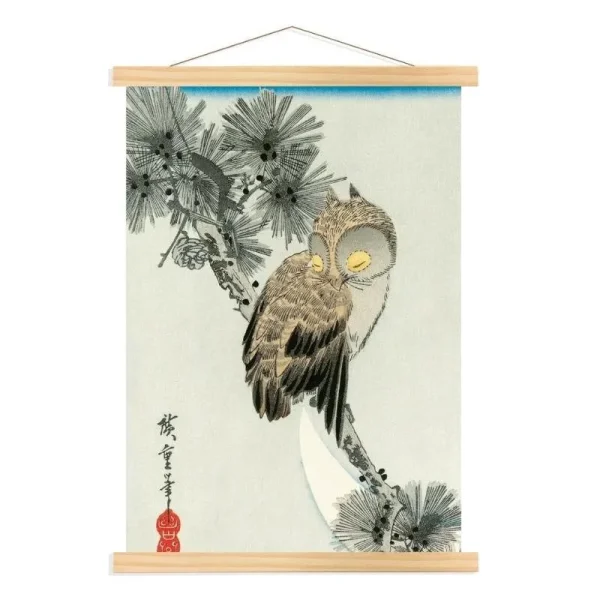 Pintura de búho japonés