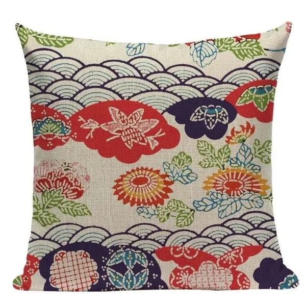 funda de almohada con estampado japonés shunjuu