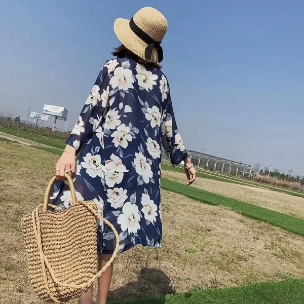 chaqueta tipo kimono fina para mujer