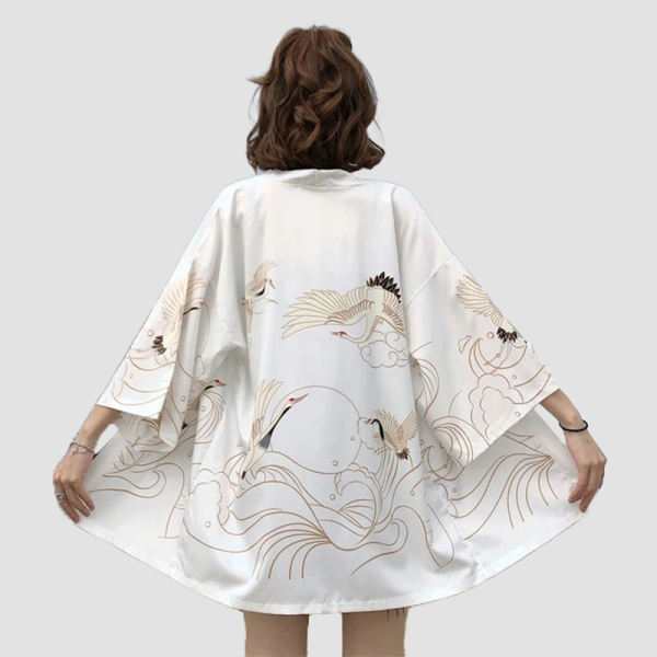 chaqueta femenina tipo kimono blanca