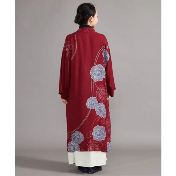 chaqueta kimono roja larga para mujer